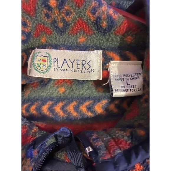 Vtg Players by Van Heusen Fleece Pullover Sweater Outerwear Quarter Zip L Red & - Picture 3 of 7